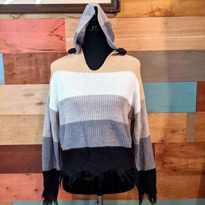 NWOT MEDIUM hooded sweater color blocked